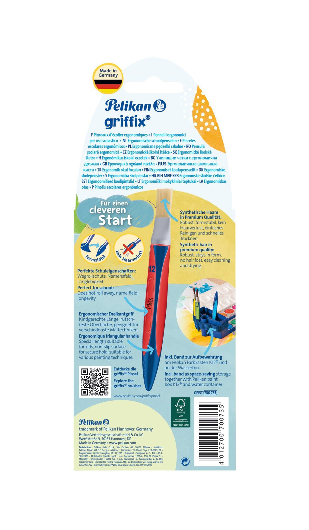Pelikan Griffix School Brush Set With Brush Band 5-Piece Set 700733