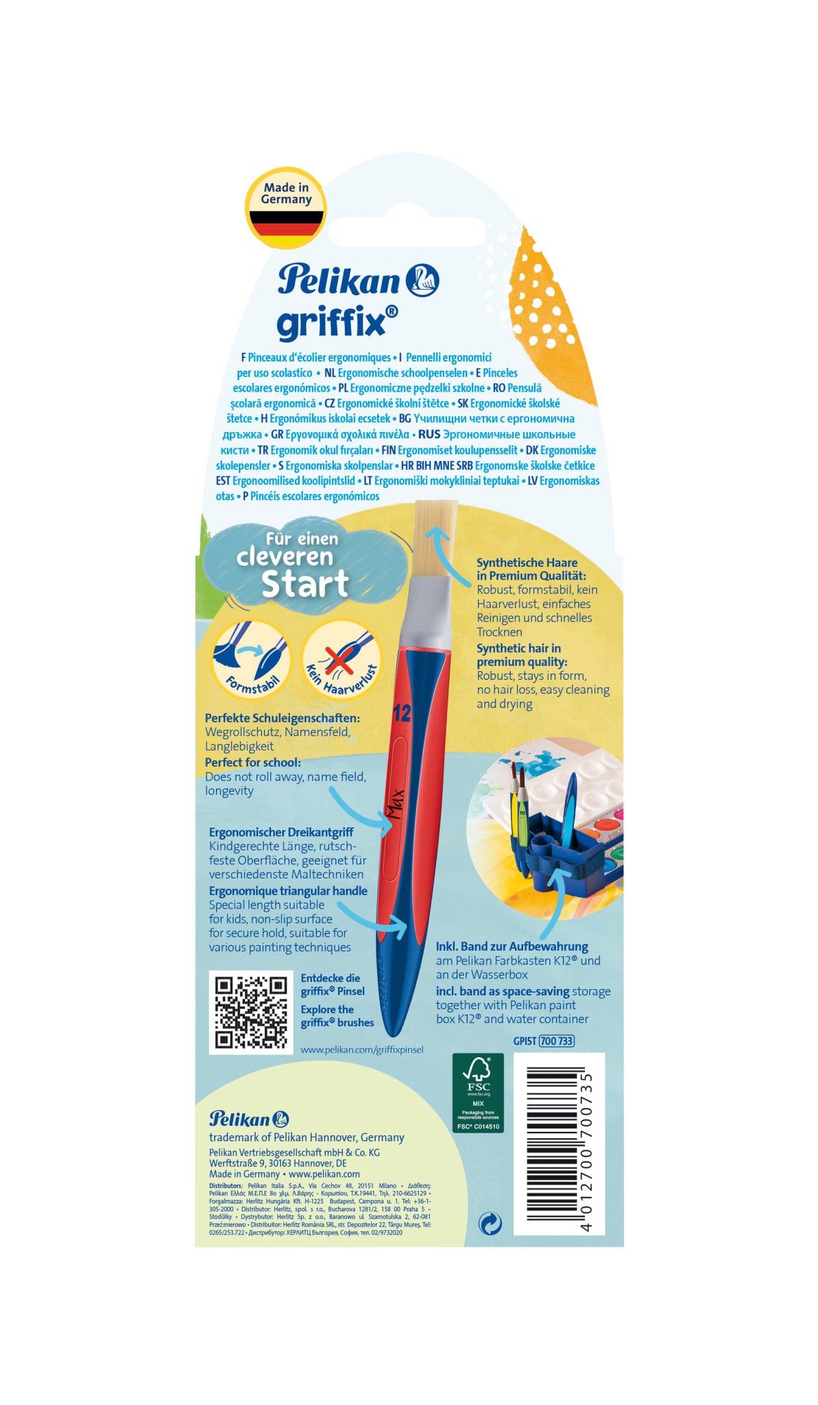 Pelikan Griffix School Brush Set With Brush Band 5-Piece Set 700733