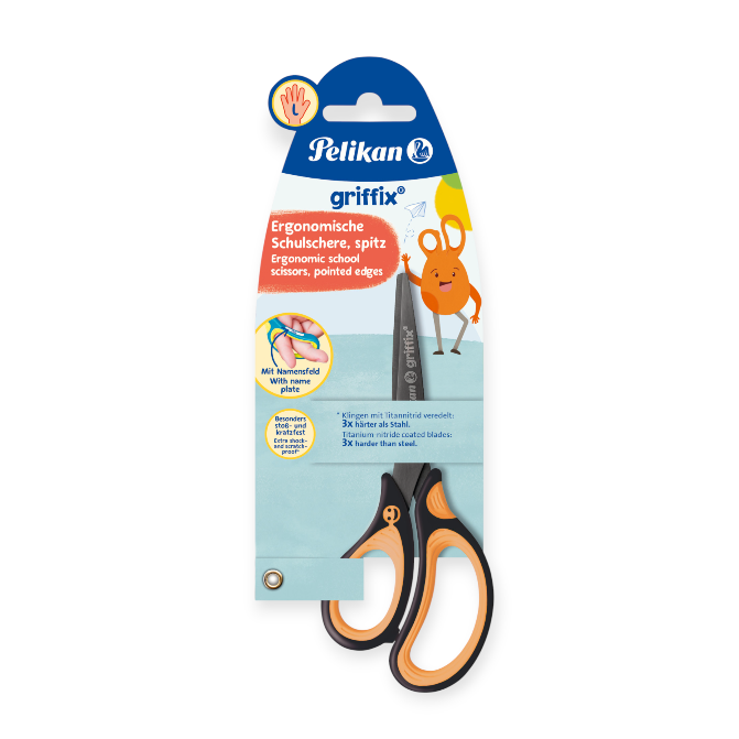 Pelikan Griffix School Scissors Pointed For Left-handed Users Neon Black 819176
