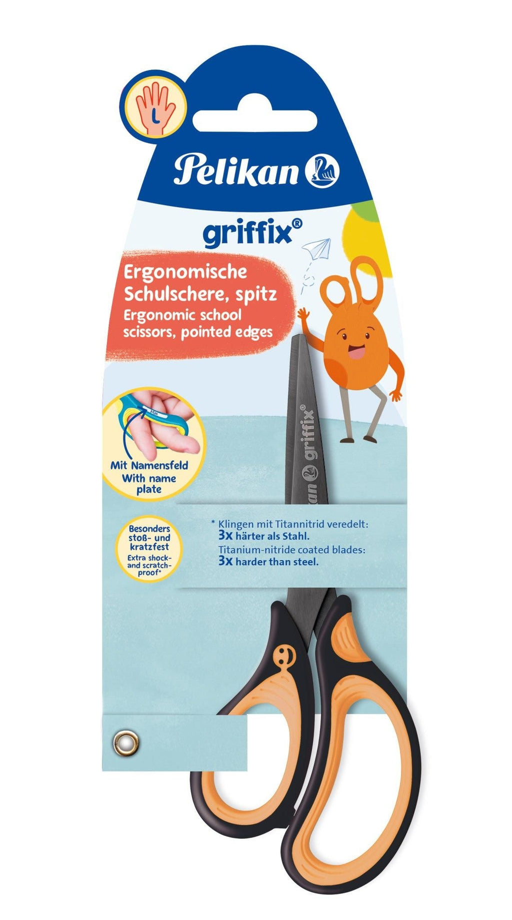Pelikan Griffix School Scissors Pointed For Left-handed Users Neon Black 819176