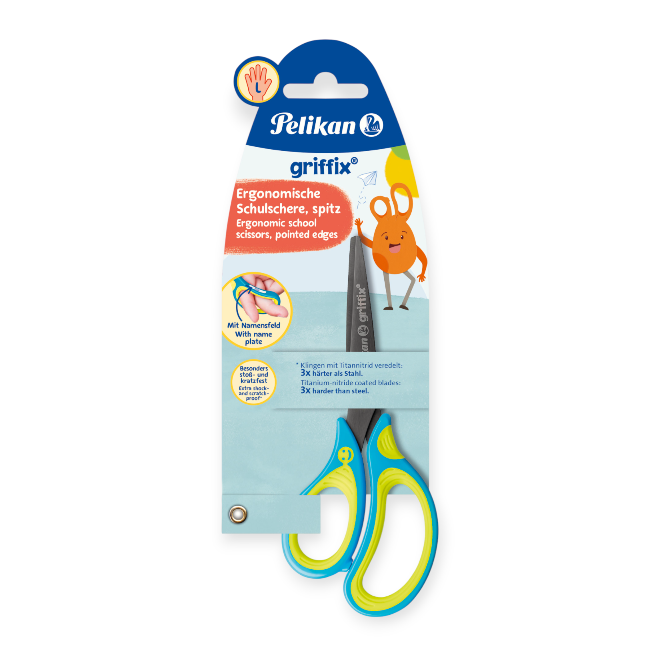 Pelikan Scissors SC1BLS Nefrblue Left Point On Rivetcard 810265