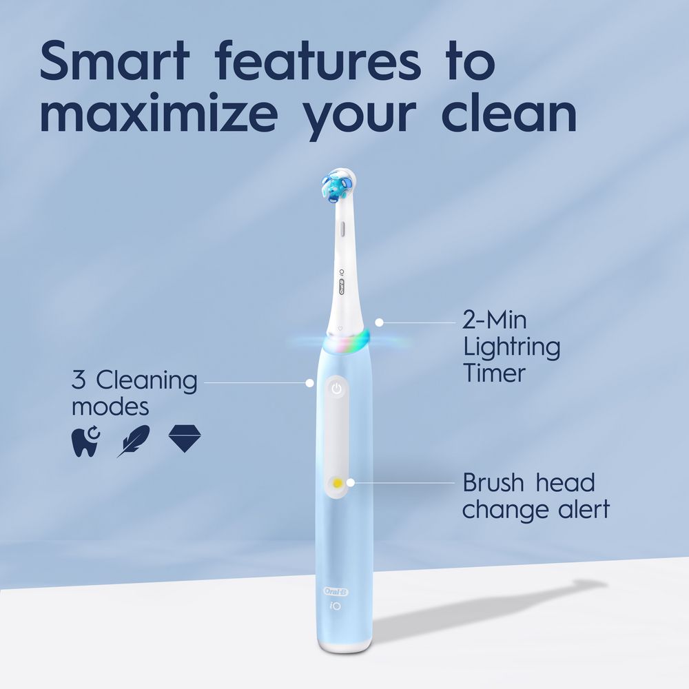 Oral-B iO Series 3 Rechargeable Electric Toothbrush, 3 Smart Modes Blue