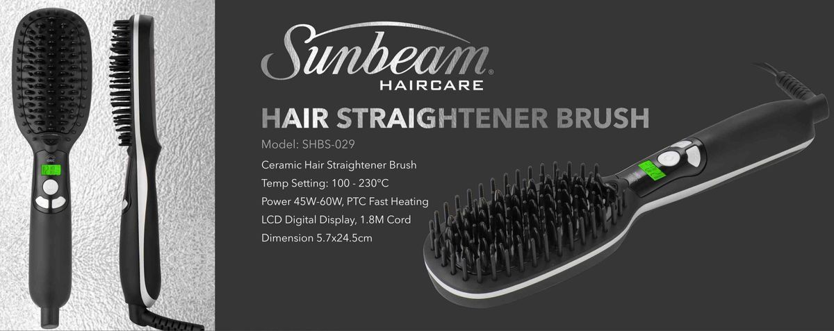 Sunbeam Heated Hair Straightener Brush SHBS-029