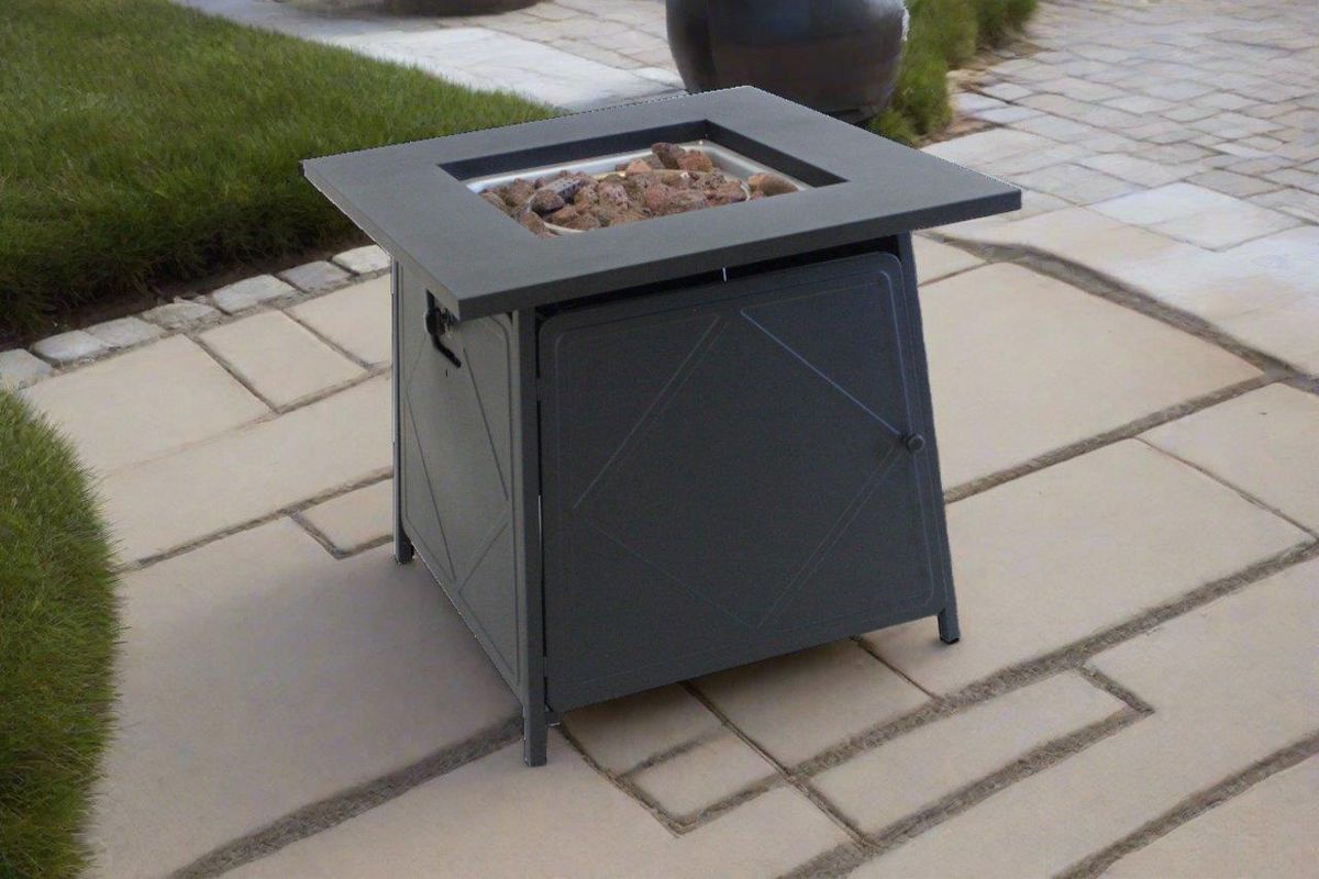 Alva Firetable Outdoor Gas Heater With Lava Rocks and Lid GFT005