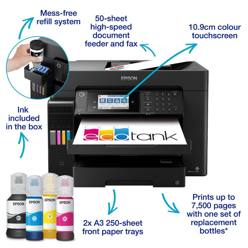 Epson L15160 EcoTank, A3, 4 in 1, Wi-Fi, ADF Double Sided Printing, Printer