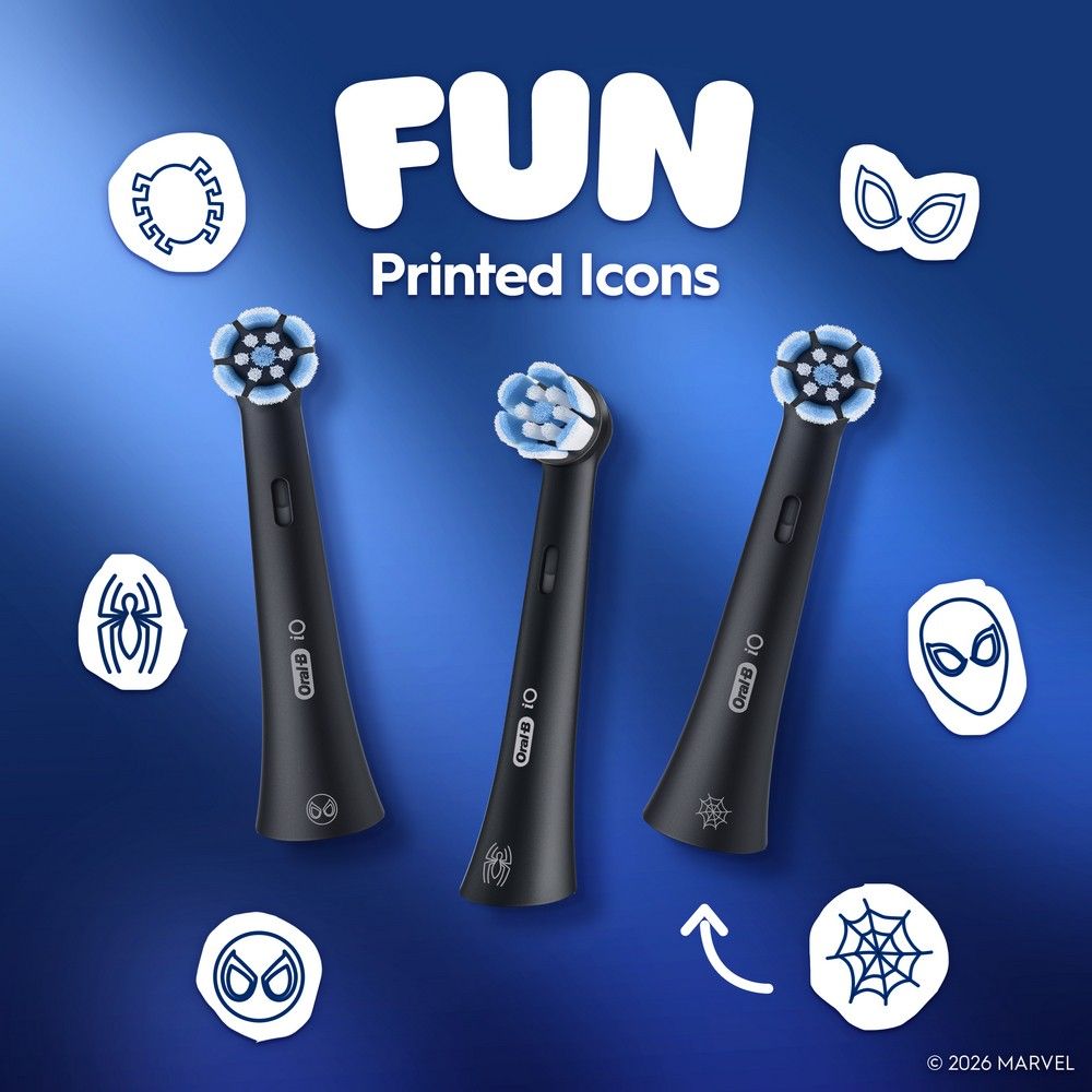 Oral-B iO Kids Spiderman Replacement Brush Head 2 Pack Black