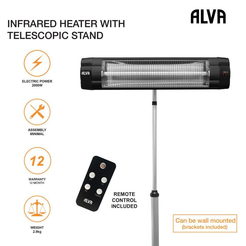 Alva Electric Infrared Heater W/Telescopic Stand EHP650
