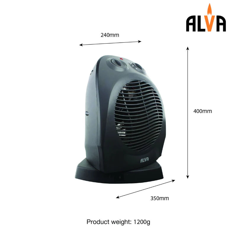 ALVA Electric Fan Heater With Oscillation EIH504 2000W Black