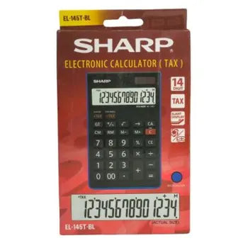 Sharp 14-digit Tax Desk Calculator EL-145T-BL