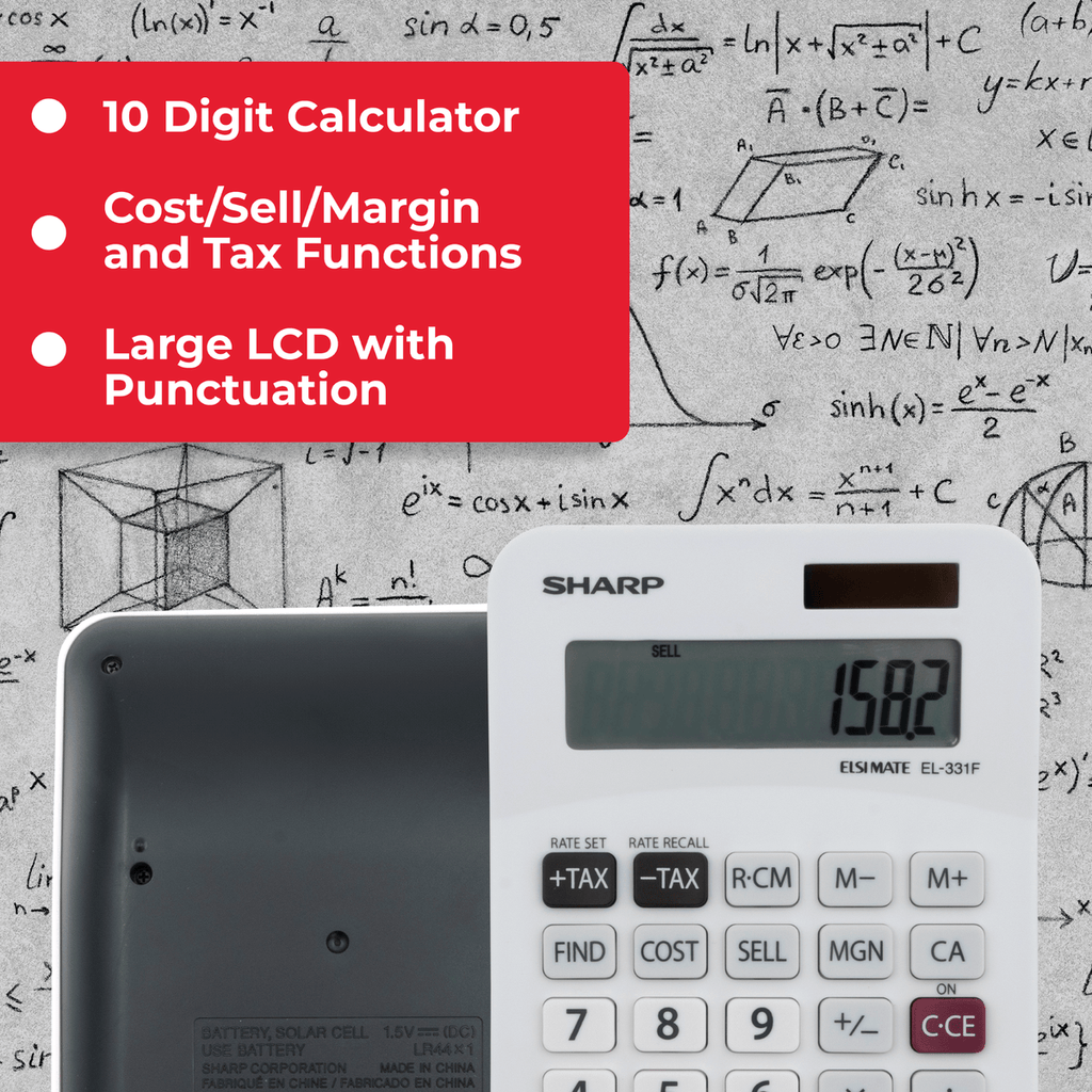 Sharp Mini Desktop Twin Power Calculator 10 Digit EL331FB