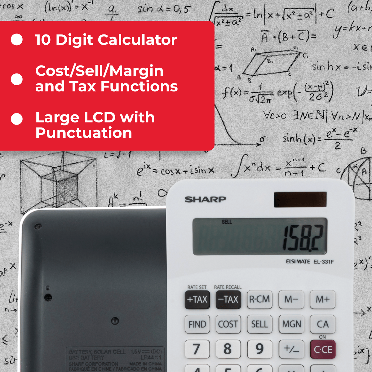 Sharp Mini Desktop Twin Power Calculator 10 Digit EL331FB