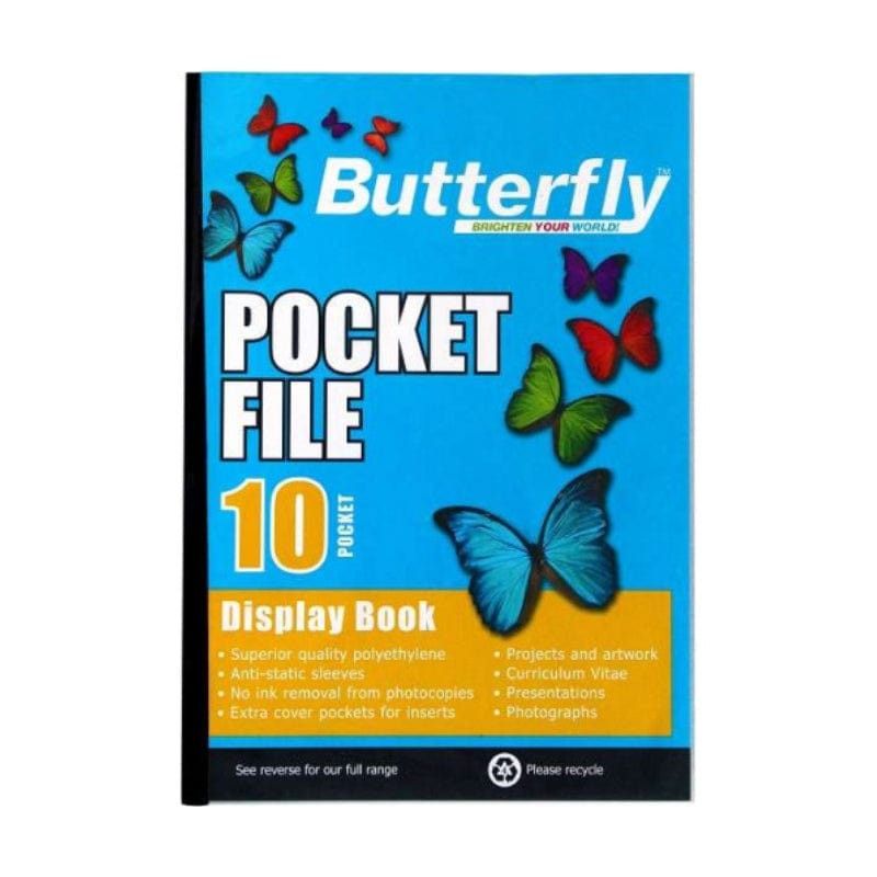 Butterfly A4 Pocket File Display Book 10-Pocket