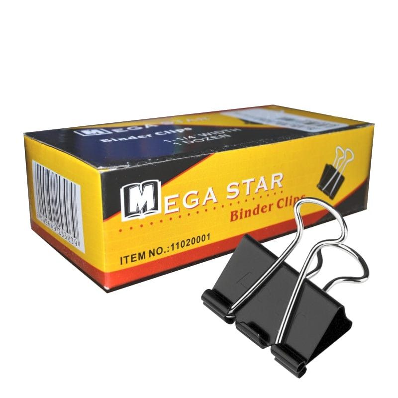 Mega Star Binder Clips 1 Dozen 1-1/4" Width 32mm