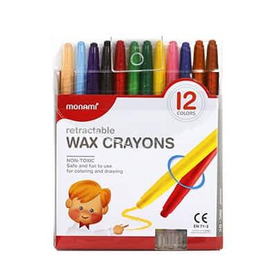 Monami Crayons 12 Colors Retractable