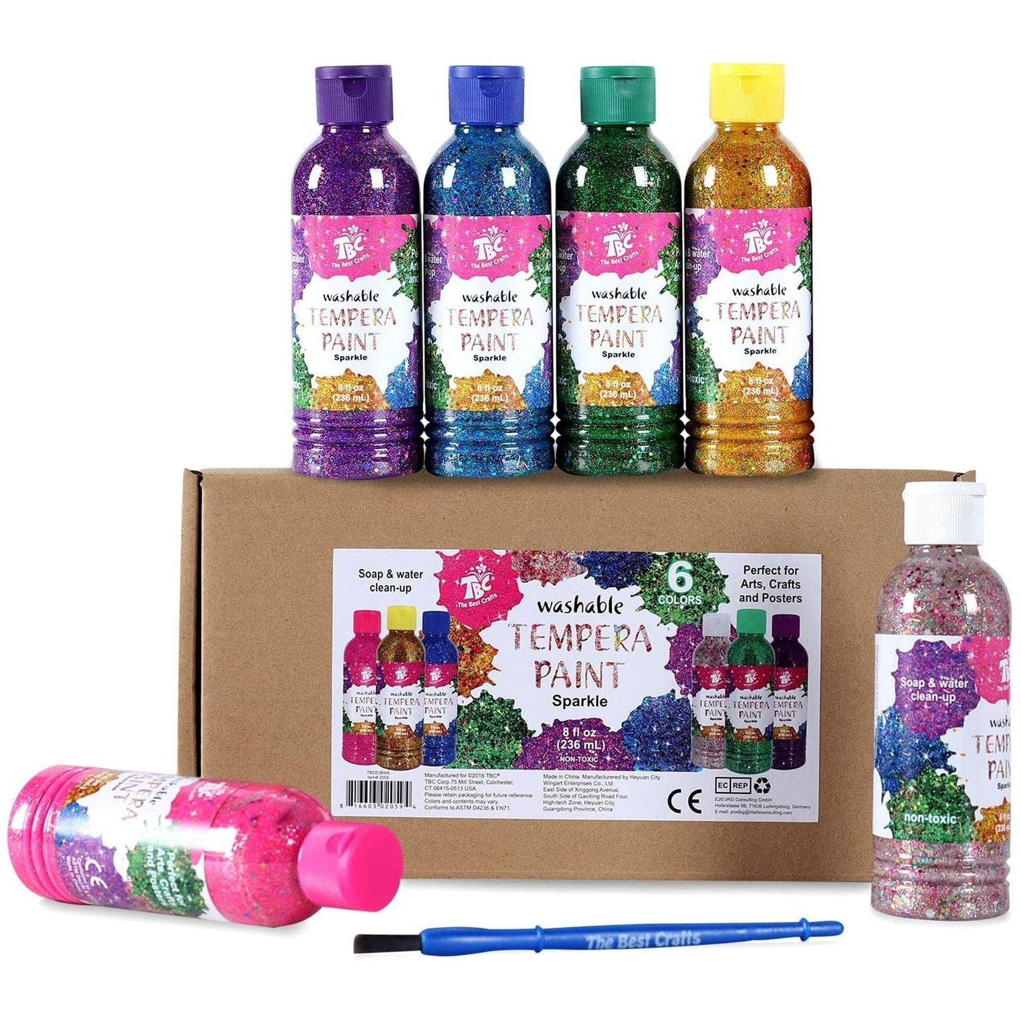 TBC The Best Crafts Washable Tempera Paint For Kids, 6 Colors 2059