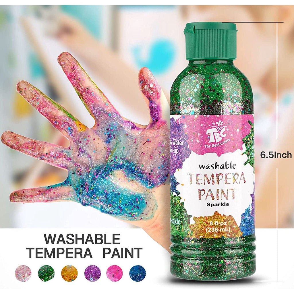 TBC The Best Crafts Washable Tempera Paint For Kids, 6 Colors 2059