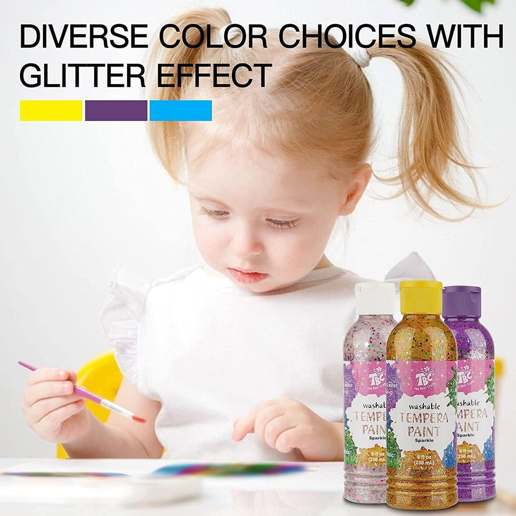 TBC The Best Crafts Washable Tempera Paint For Kids, 6 Colors 2059