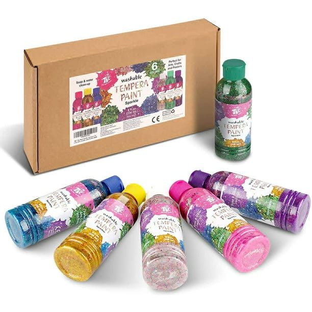 TBC The Best Crafts Washable Tempera Paint For Kids, 6 Colors 2059