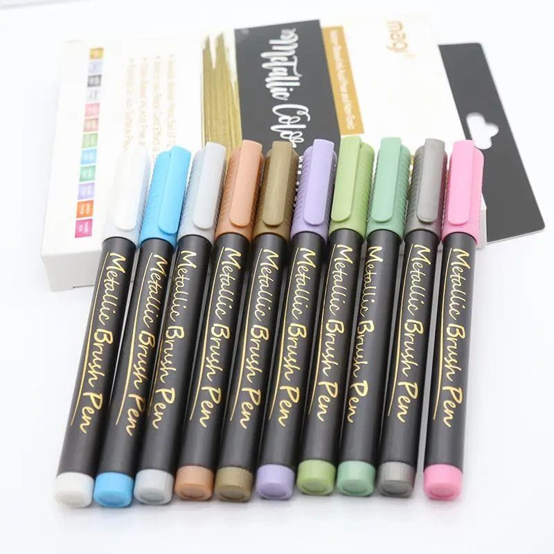 The Art Journey 10 Colour Metallic Brush Pen Set ART019