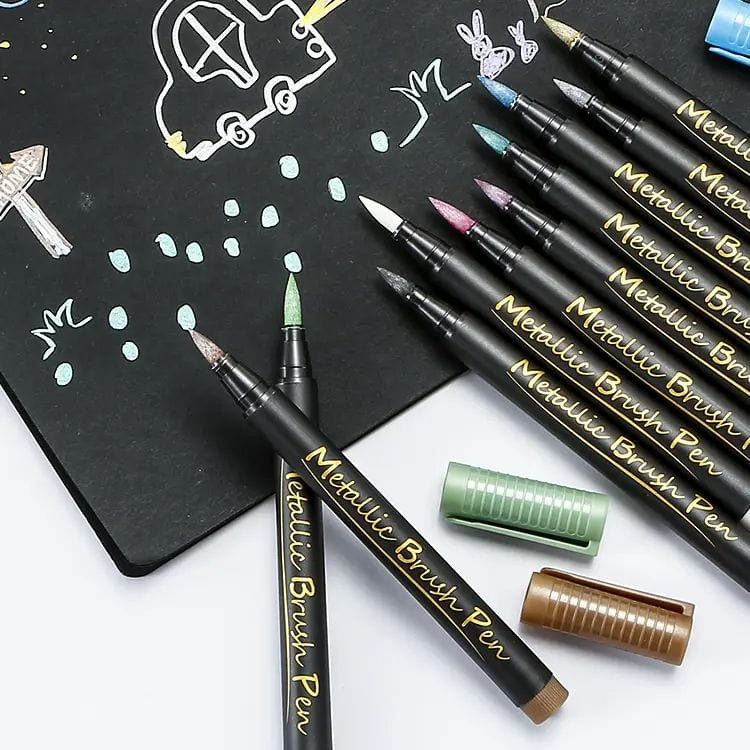 The Art Journey 10 Colour Metallic Brush Pen Set ART019