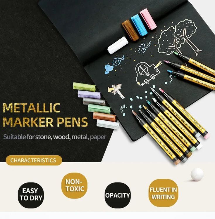 The Art Journey 10 Colour Metallic Brush Pen Set ART019