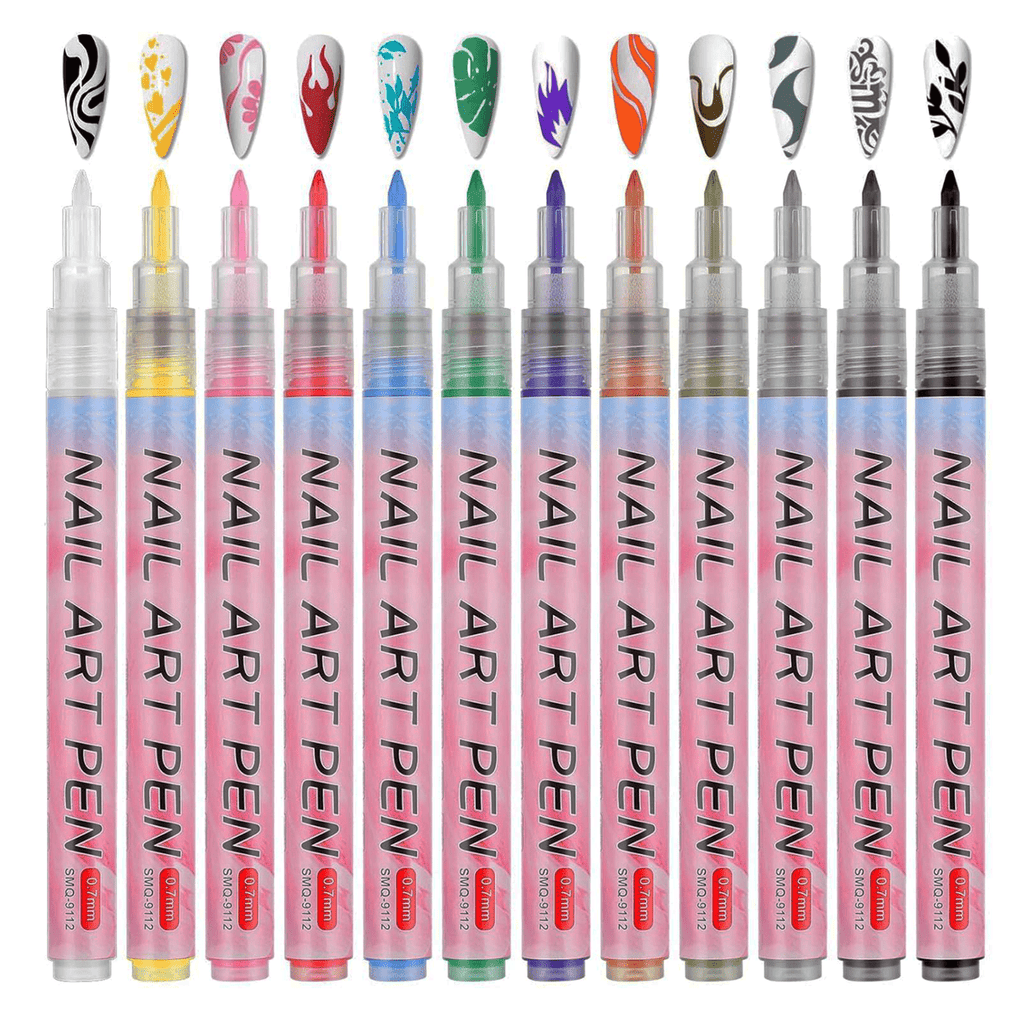 The Art Journey 12 Color 3D Nail Art Pens Set Nail Point Graffiti Dotting Pens ART013