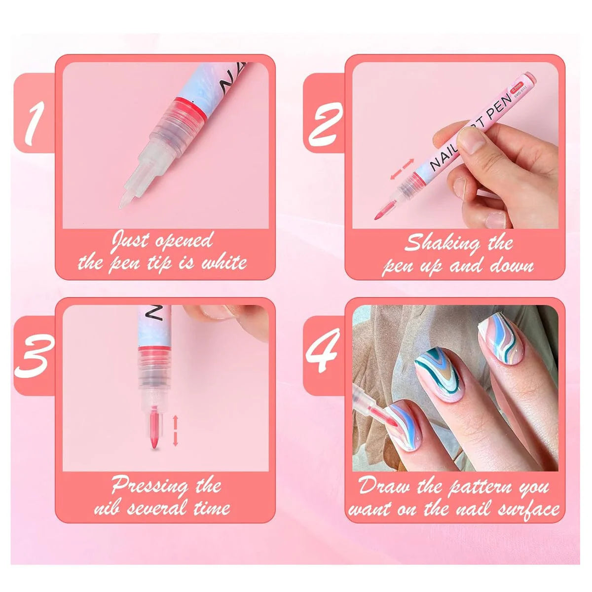 The Art Journey 12 Color 3D Nail Art Pens Set Nail Point Graffiti Dotting Pens ART013