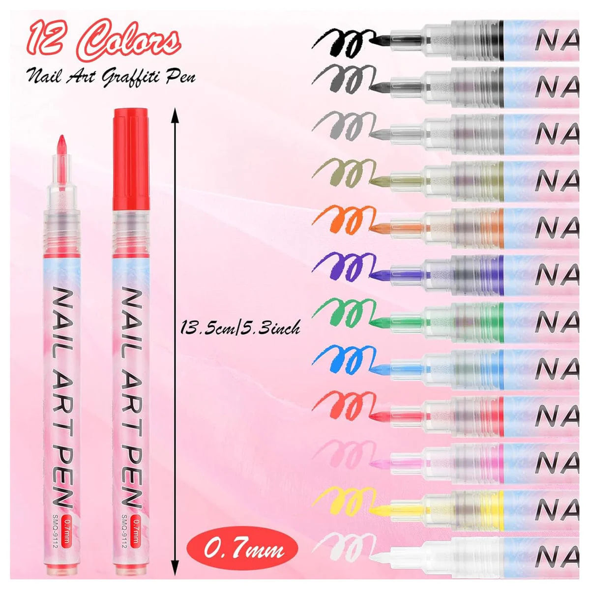 The Art Journey 12 Color 3D Nail Art Pens Set Nail Point Graffiti Dotting Pens ART013