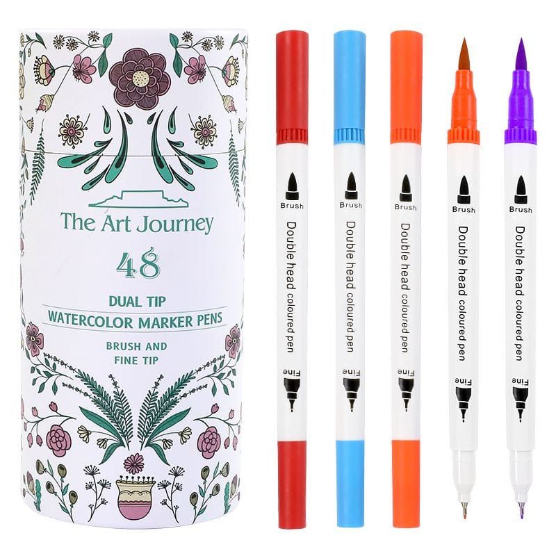 The Art Journey 48 Dual Tip Artist Watercolor Markers Fine and Brush Tips ART001
