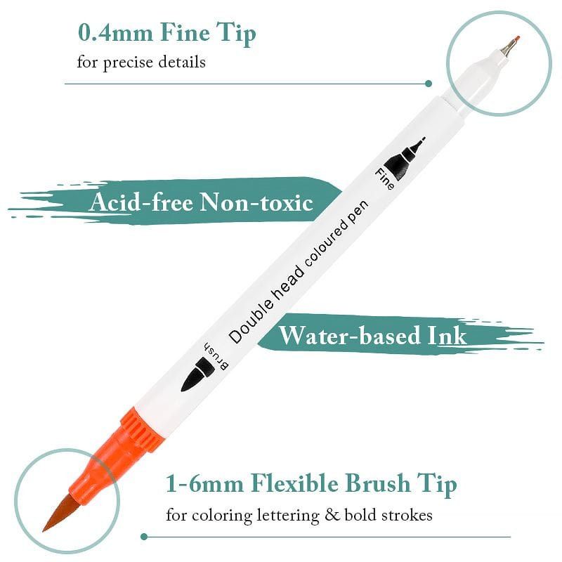 The Art Journey 48 Dual Tip Artist Watercolor Markers Fine and Brush Tips ART001