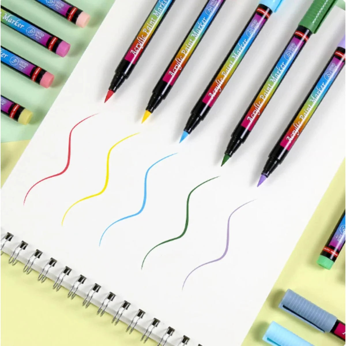 The Art Journey Brush Tip 24 Color Acrylic Paint Marker ART017