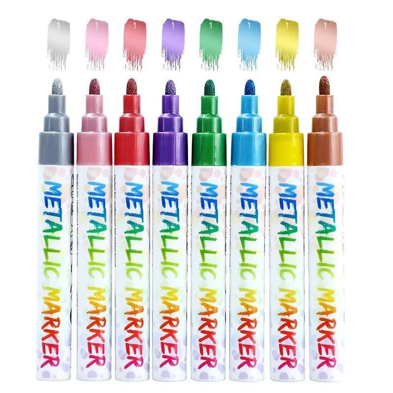 The Art Journey Liquid Metallic Chalk Markers with Reversible Tip 8 Colour Set  ART021