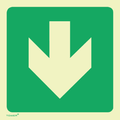 Tower Photoluminescent Green Arrow Down Sign - Green/White 190 x 190mm