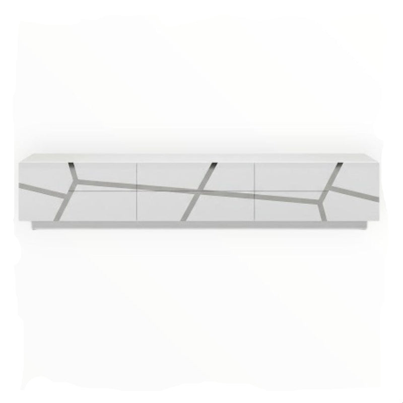 Aida TV Stand Gloss White & Silver